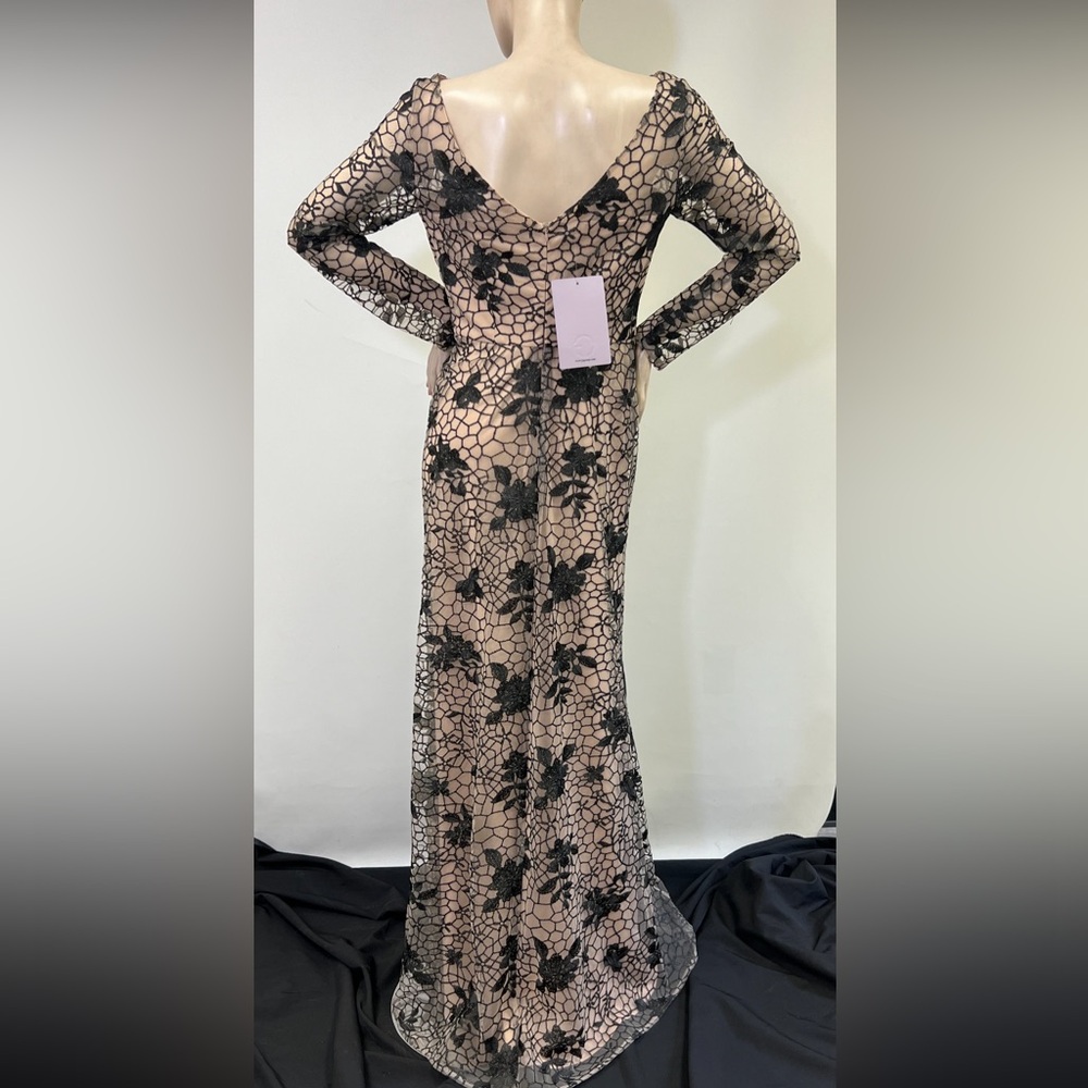 JS collections long sleeves panel lace illusion aline long Gown - Picture 13 of 17
